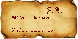 Pázsit Mariann névjegykártya