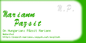mariann pazsit business card